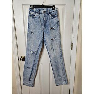 Vtg STEEL JEANS Women’s High Waist Blue Jeans USA  29x34 Distressed Acid Wash